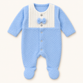 Blue and Ivory Textured Newborn Sleepsuit