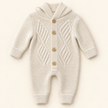 Cable-Knit Button-Front Baby Romper