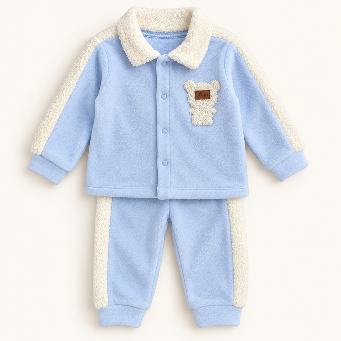 Collared Textured Baby Top and Trousers Set