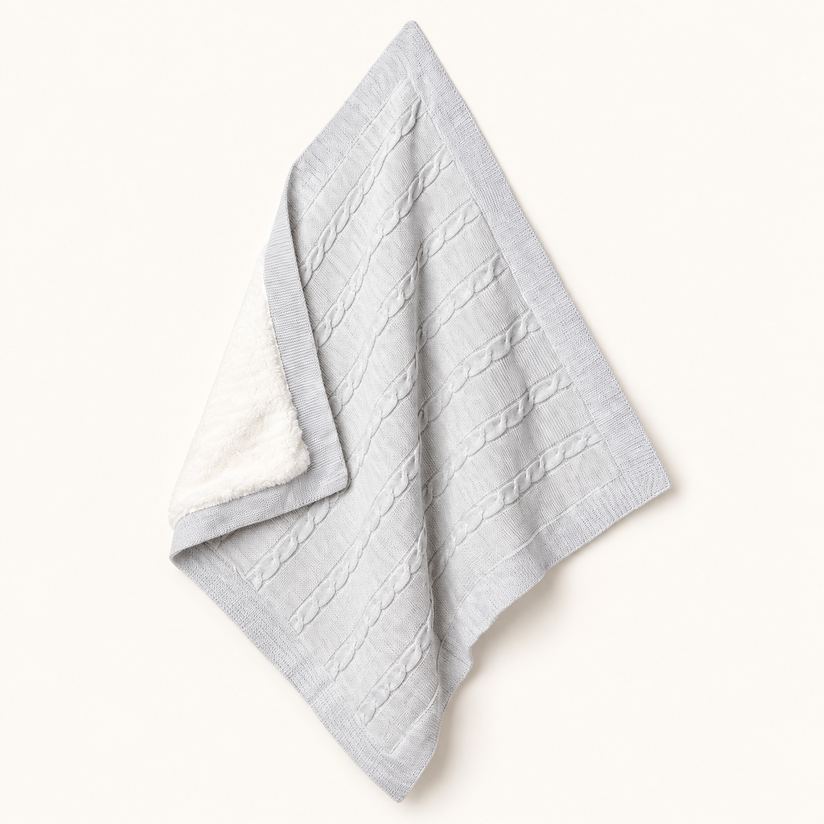 Ersin Baby Cable-Knit Plush-Lined Blanket