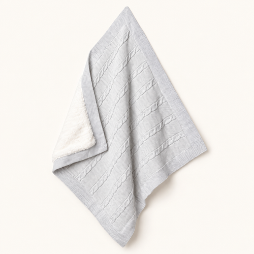 Ersin Baby Cable-Knit Plush-Lined Blanket