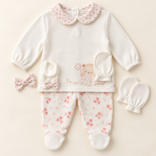 Floral Five-Piece Newborn Outfit Set