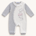 Grey Bunny-Print Baby Sleepsuit