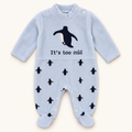 Grey Penguin Footed Baby Sleepsuit