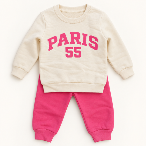 Ivory and Pink Paris 55 Kids Outfit Set