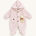 Blush Animal-Hood Teddy Baby Romper