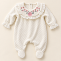 Ivory Floral-Embroidered Newborn Sleepsuit