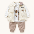 Ivory Padded Vest Three-Piece Baby Outfit