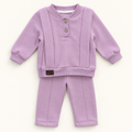 Lilac Button-Neck Baby Sweatshirt and Trousers Set