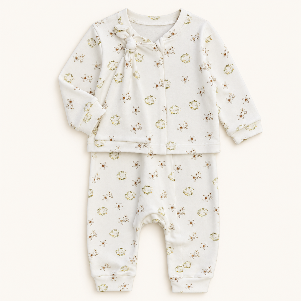 Little-Print Baby Top and Trousers Set