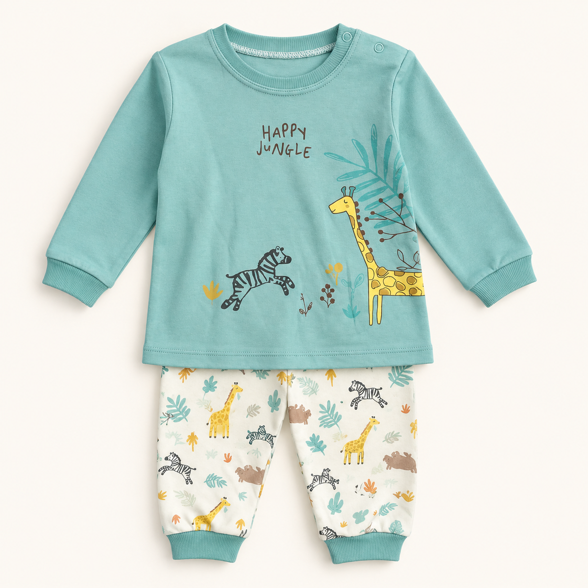 Mint Jungle Baby Top and Printed Trousers Set