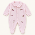 Pink Floral Collar Footed Baby Sleepsuit