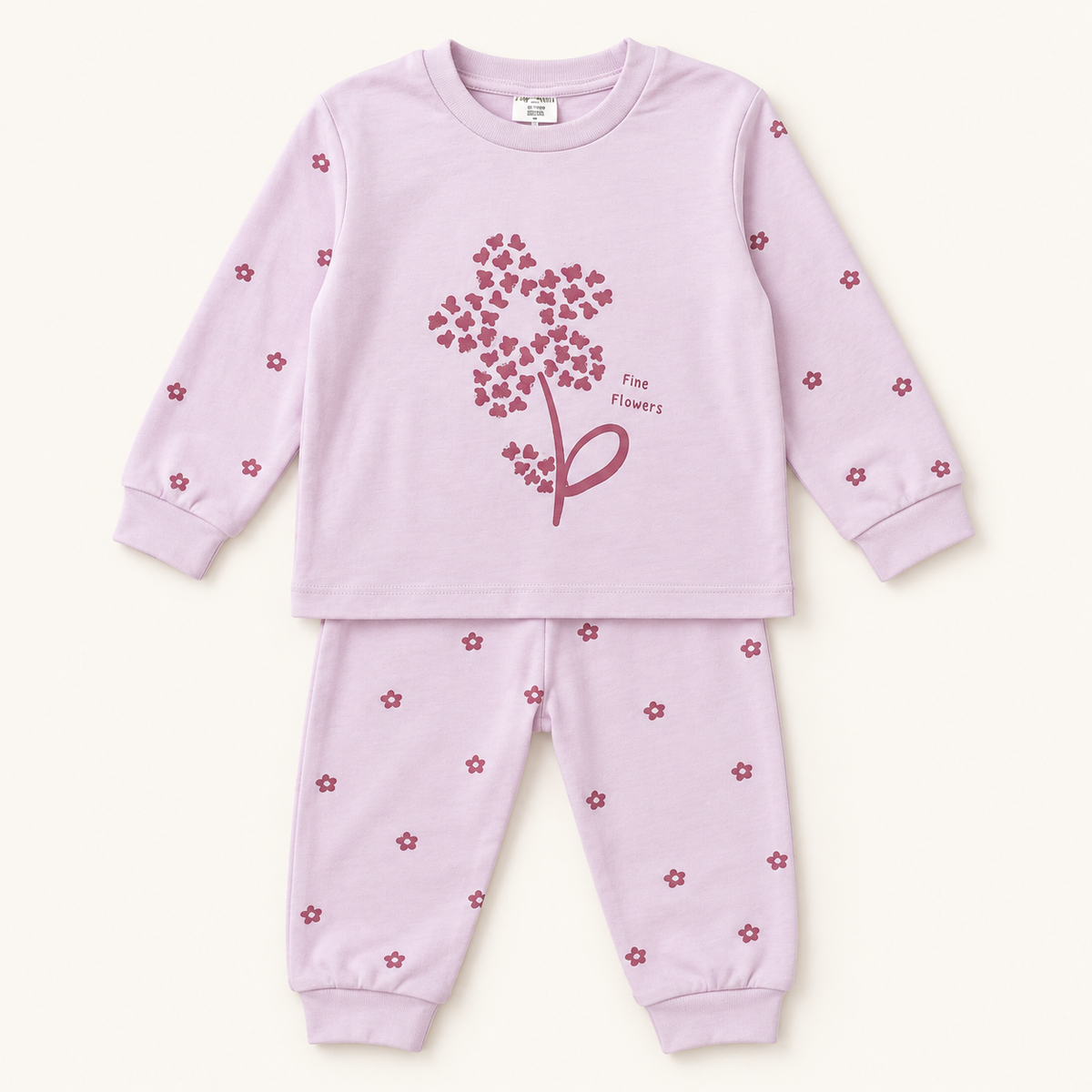 Pink Flower Kids Top and Trousers Set
