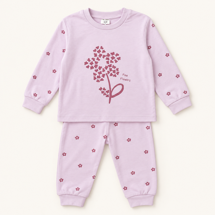 Pink Flower Kids Top and Trousers Set