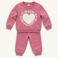 Pink Heart-Print Kids Sweatshirt and Joggers Set