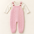 Pink Knit Baby Dungarees and Long-Sleeve Top Set