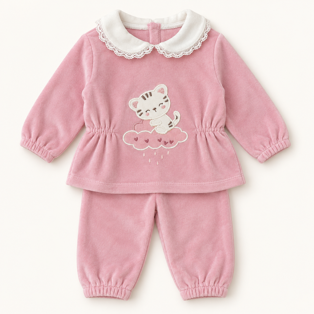 Pink Animal-Detail Baby Top and Trousers Set