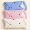 Plush Baby Blanket with Buttoned Knit Detail