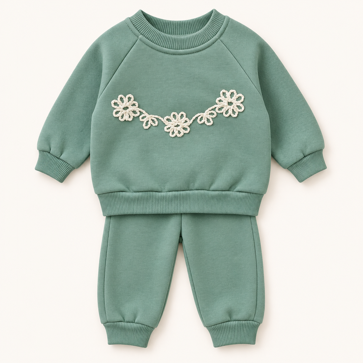 Sage Floral Baby Sweatshirt and Trousers Set