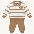 Striped Collared Kids Top and Trousers Set