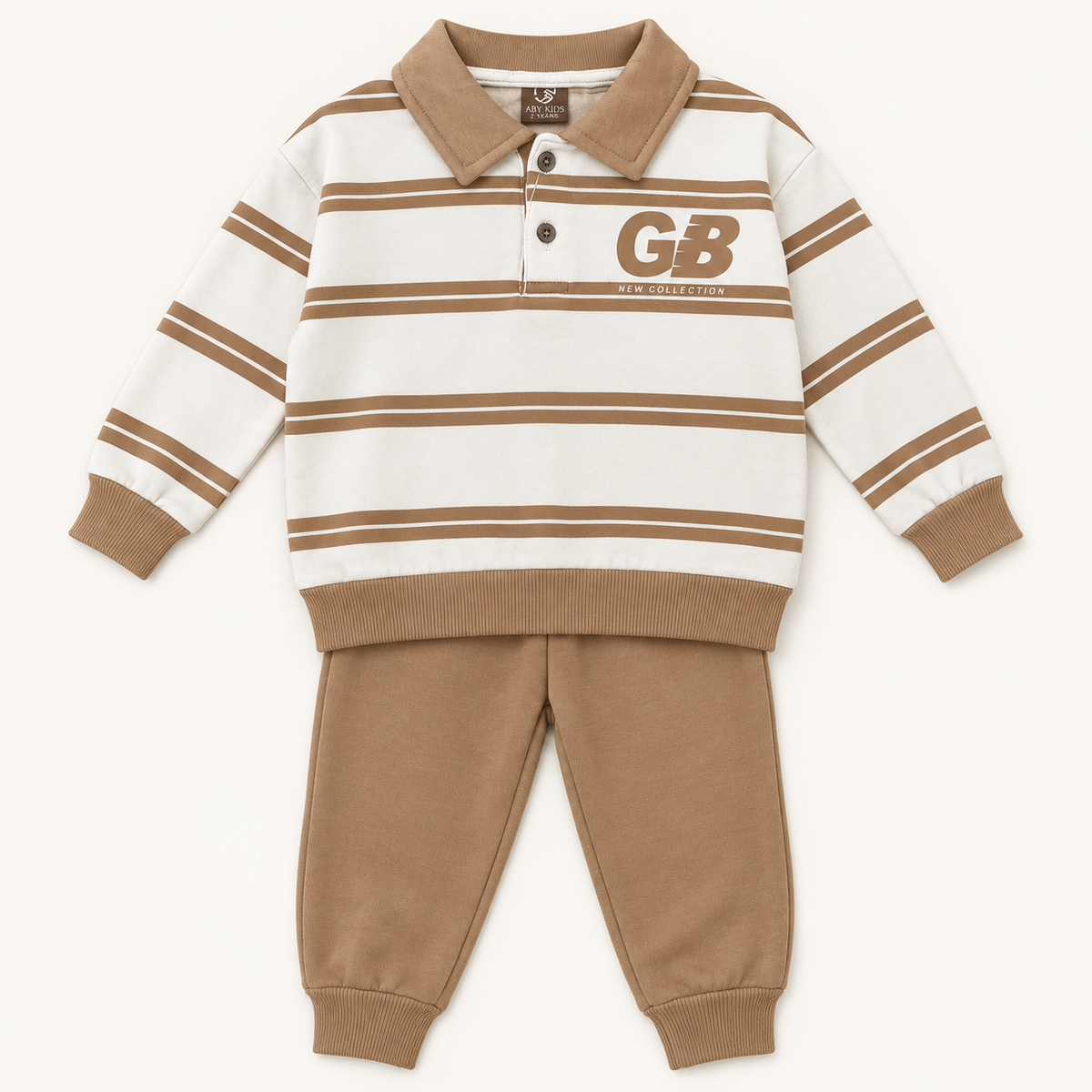 Striped Collared Kids Top and Trousers Set