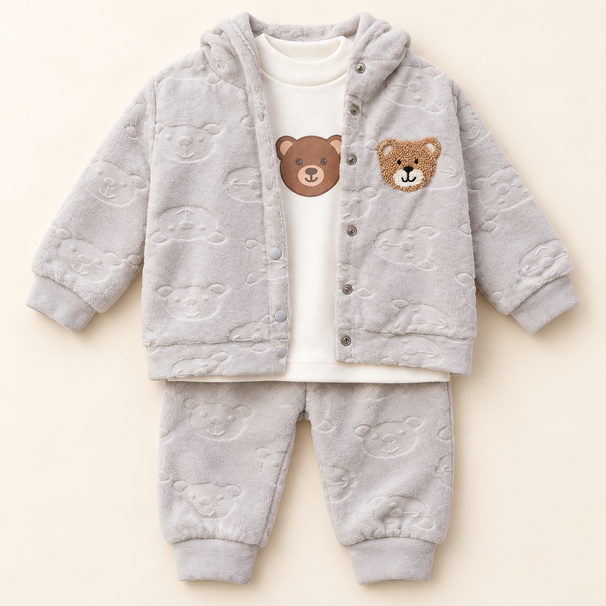 Teddy Bear Baby Cardigan and Trousers Set