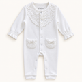 White Ruffle-Front Baby Sleepsuit